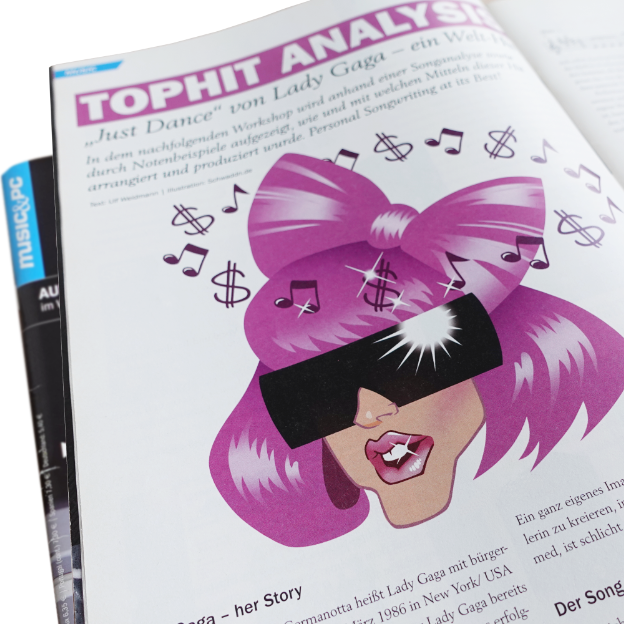 Musikmagazin aus Karlsruhe mi Illustration von Lady Gaga